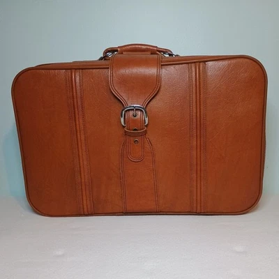 Maleta de viaje de cuero marrón vintage Sears modelo Rn 9003 Foto 1 de 4