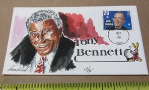 Tony Bennett Jazz Pop singer Envelope Art by Wild Horse Cachets vintage 1994 - Picture 1 of 3
