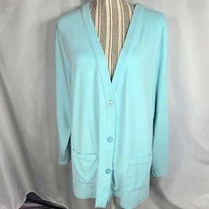 Appleseed's NWOT Seafoam V Neck 3 Button Long Sleeve Jacket Size XLarge - Bild 1 von 7