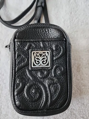 Brighton Womens Mini Black Leather Crossbody Wristlet Preowned - Image 1 of 4