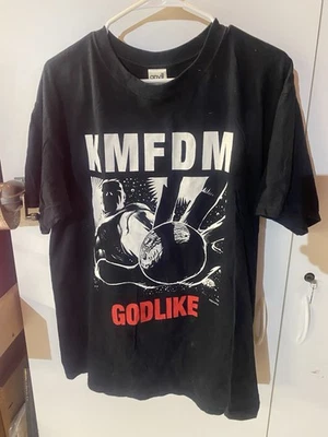 Camiseta negra vintage KMFDM "Godlike" para hombre banda de rock grande metal 2005 Foto 1 de 4