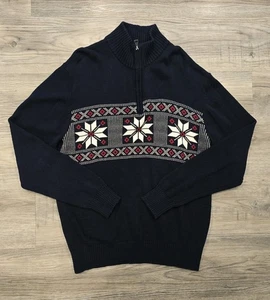 Suéter Impermeable Para Hombre Grande Azul Rojo 1/4 Cremallera Elástico Algodón Vacaciones de Invierno - Imagen 1 de 16