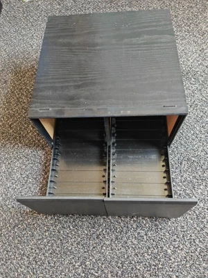 Vintage CD Storage Unit Black Ash Wood Effect Retro Drawer Holds 20/40 CDs Media - Image 1 of 4