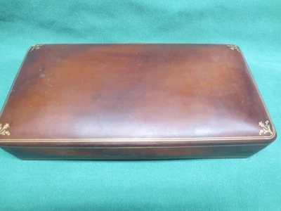 Impresionante joyero de cuero italiano marrón de colección para hombres y mujeres relojes baratija Foto 1 de 4