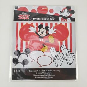 Disney Mickey Mouse Photo Booth Kit Backdrop Ears 7 piece Party Accessories 