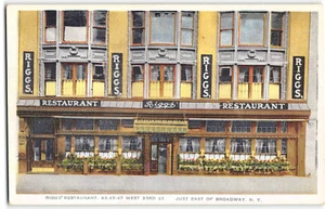 RIGGS' RESTAURANT New York City 33rd Street 1920s Vintage Postcard - Picture 1 of 2