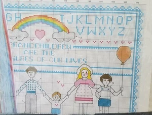 Baby Vintage Cross Stitch Nursery Grandchildren Are Treasures Sunset 1984 New - Picture 1 of 8