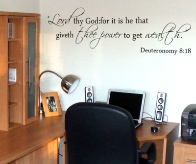 Vinyl Wall Stickers Bible Verses Quote Lord thy God Deuteronomy 8:18 decal decor - Image 1 of 4