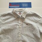 Mens Tommy Hilfiger White Blue Striped Cotton Shirt Chest 40in