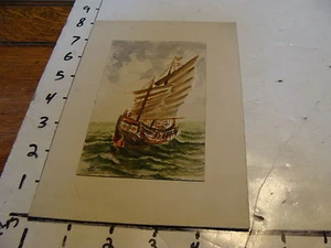 original early artwork: WATERCOLOR by W. Forster: SHIP AT SEA - Picture 1 of 3