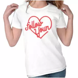 Valentine's Day Follow Your Heart Neon Sign Graphic T Shirts for Women T-Shirts - Picture 1 of 7