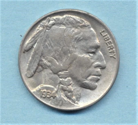 1934 Buffalo Nickel  BU Lusterous FREE SHIP Cover