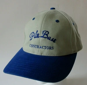 Pile Base Contractors Hat Ball Cap Khaki Blue Slide Clasp Adjustable Embroidered - Picture 1 of 8