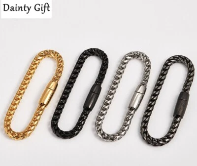 Men Boy Women Titanium Stainless Steel 6 mm Round Rope Chain Bracelet 7.5"-8.5" - Image 1 of 4