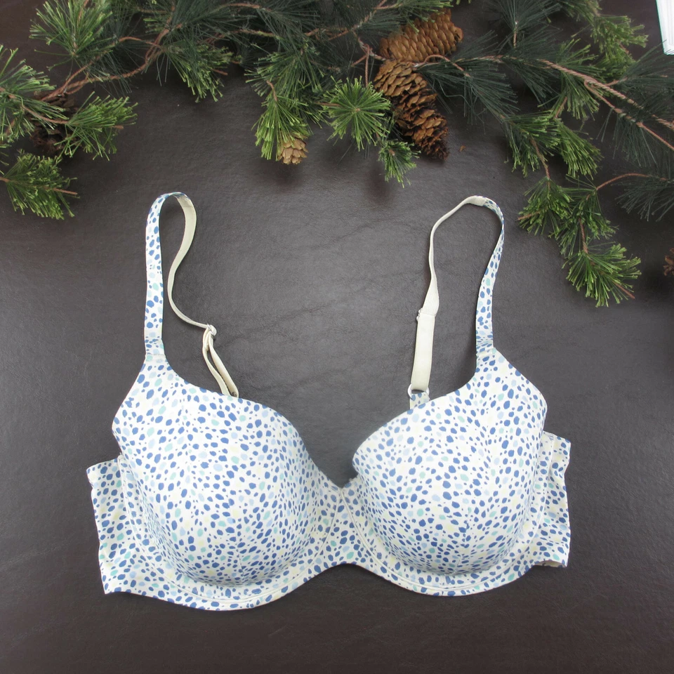 Sujetador Ambrielle Talla 36C Azul Lunares Acolchado Con Aros Cierre Ajustable Espalda Foto 1 de 4