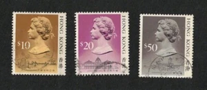 Sellos de Hong Kong Scott 502-504 - QE2 $10-$50 alto valor definitivo usados - Imagen 1 de 1
