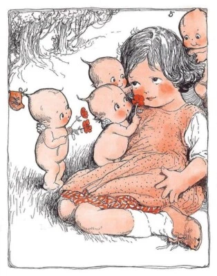Making Pale Cheeks Pink – Rose Cecil O’Neill – 1914 – Kewpies Children’s Decor - Image 1 of 2