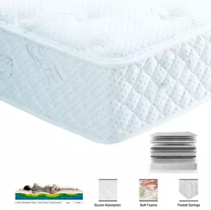 6FT COLCHÓN ESPUMA DE LÁTEX FIRME CON RESORTES DE BOLSILLO SUPERKING 1800 ENCAPSULADO - Imagen 1 de 2