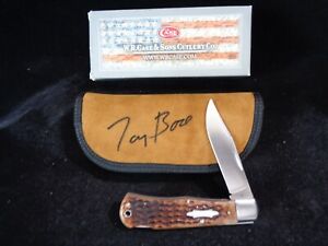 Case XX 2016 Tony Bose TB612016 Bone Wilfred Lock Hunter Knife Signed Pouch MINT