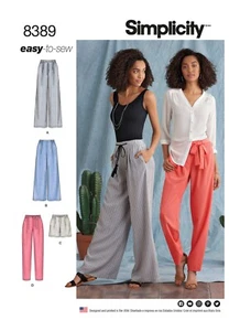 SIMPLICITY 8389 MISSES PANTS & SHORTS & BELT Sewing Pattern Sizes 6-14 & 14-22 - Picture 1 of 7