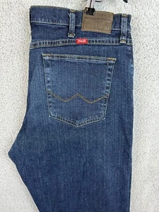 Wrangler Relaxed Boot Jeans Mens 36x32 Blue Dark Wash Pockets Cowboy Rugby - Picture 1 of 16