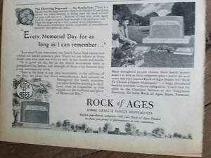 1952 Rock of Ages burial Monument Cemetery every Memorial Day ad - Picture 1 of 1