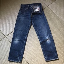 Denim Jeans  EVISU 2004 No2 JEANS DENIM Pants Leather Patch Japan W:25 Inseam:27