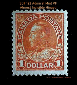 *MINT, VERY LIGHTLY HINGED* Canada Sc#122 Geo V ADMIRAL $1 Orange - HIGH VALUE - Picture 1 of 4