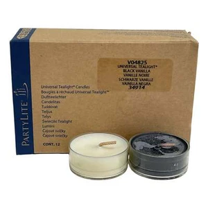 (12) PartyLite Black Vanilla Universal Tealight Candles V042825 - Picture 1 of 1