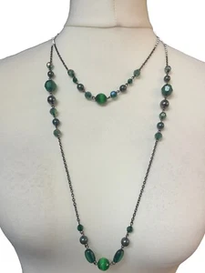 Women's New Look Green Round Beaded Double Layer Costume Jewellery Necklace - Picture 1 of 4