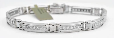 BRAZALETE TENIS ZAFIRO BLANCO LABORATORIO HOMBRE ORO BLANCO MACIZO 14k - 20,2 gramos - NUEVO CON ETIQUETAS Foto 1 de 4