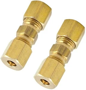 Montaje de tubo de compresión de latón, unión, 5/16" OD x 5/16" OD, paquete de 2 - Imagen 1 de 8