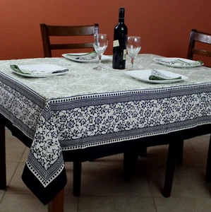 Mantel floral cuadrado de algodón francés campo 72x72 pulgadas servilletas negro verde - Imagen 1 de 3