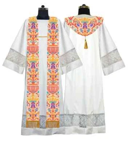 Handcrafted Pastor Stole with Coronation Tapestry Design | Clergy Stole Vestment - Picture 1 of 3