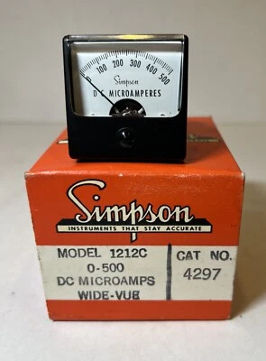 SIMPSON   1212C-0-500-DC Microamperes Analog Wide-Vue Panel Meter (NEW IN BOX) - Image 1 of 4