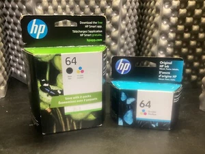 Genuine HP 64 Inks Lot of 2, Black & Tri-color NEW - Picture 1 of 3