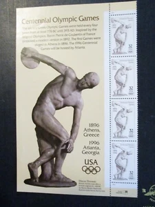 Centennial Olympic Games 4 Stamps and Sidebar #3087 - Picture 1 of 2