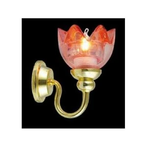 Lámpara de pared 12V Lily con pantalla roja para casa de muñecas escala 12 - Imagen 1 de 1