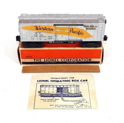 Postwar Lionel 3474 Western Pacific Operating Boxcar From 1952~w/Nice OB & Inst. - Image 1 of 4