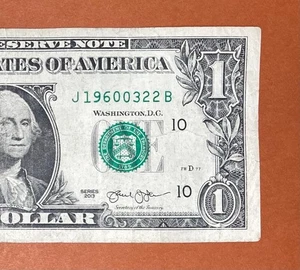 1960 March 22 (J 19600322 B) Birthday $1 One Dollar Bill Serial Number - Picture 1 of 3