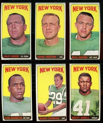 1965 TOPPS New York Jets - 6 SHORT PRINTS 111, 115, 119, 127 SNELL (R), 129, 130 - Image 1 of 2