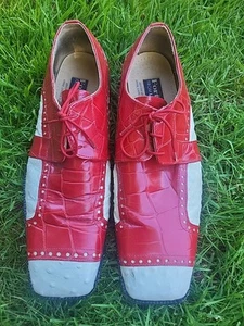 Fortune From Liberty Red And White Embossed Leather Shoes Mens 13 US - Picture 1 of 7