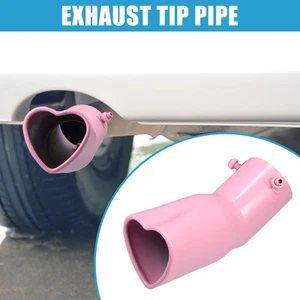 Auto Exhaust Tip Heart Shape Tail Pipe 2.48'' OD 7.48'' Length Curved Pink - Imagen 1 de 8