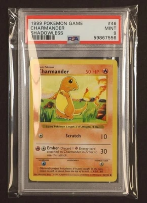 1999 Pokemon Base Set Shadowless Charmander #46 PSA 9 - Image 1 of 2