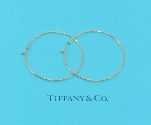 Tiffany & Co Elsa Peretti Diamond 18K Yellow Gold Medium Hoop Earrings - Picture 1 of 4