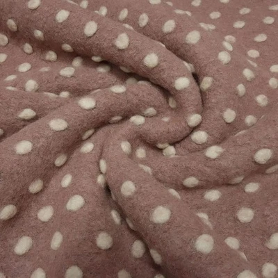 Stoff Ital. Musterwalk Kochwolle Walkloden Relief Punkte altrosa wollweiß - Bild 1 von 4