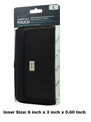 LARGE RUGGED CELL PHONE HORIZONTAL POUCH WITH METAL CLIP AND BELT LOOP HOLSTER - Image 1 of 3