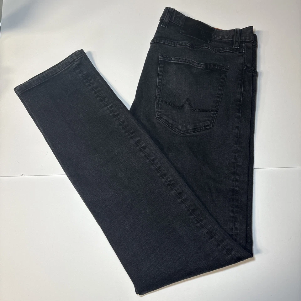 Pantalones de mezclilla Alberto para hombre 38x36 negros calce regular lujo T400 elásticos (36x34) Foto 1 de 4