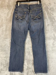 Ariat Jeans Mens 31x32 Blue Denim Straight Leg Embroidered Pockets Western - Picture 1 of 13