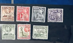 Malta 1938 WWII KGVI DEFINITVE STAMP COLLECTION USED - Picture 1 of 3
